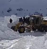 Van Bahçesaray'da mezra yoluna çığ düştü