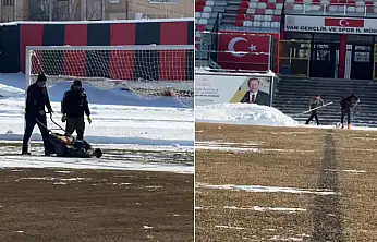 Atatürk Şehir Stadı kardan arındırıldı