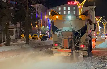 Erciş Belediyesi'nden buzlanmaya karşı yoğun tuzlama mesaisi