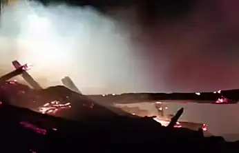 Van'da samanlık yangını