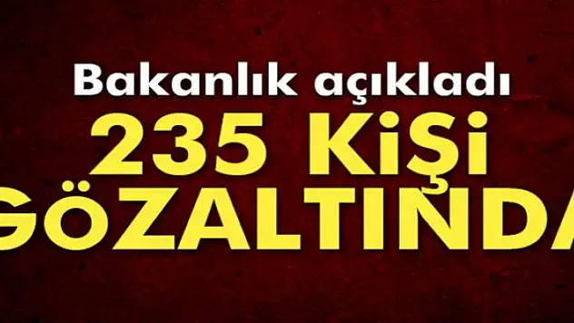İçişleri Bakanlığı açıkladı: '235 kişi gözaltında'