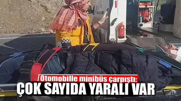 Otomobille minibüs çarpıştı: 14 yaralı