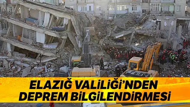 Elazığ Valiliği'nden deprem ile ilgili bilgilendirme