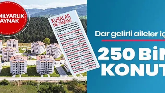 Dar gelirliye 250 bin konut