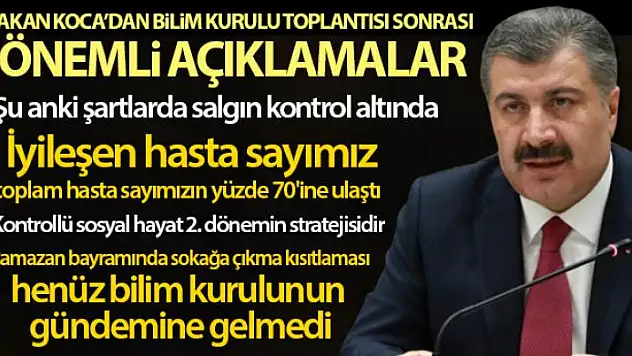 Sağlık Bakanı Fahrettin Koca: 'Şu anki şartlarda salgın kontrol altında'