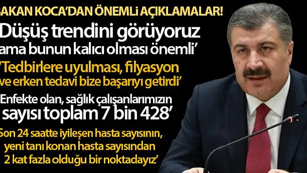 Bakan Koca: 'Düşüş trendini görüyoruz ama bunun kalıcı olması önemli'