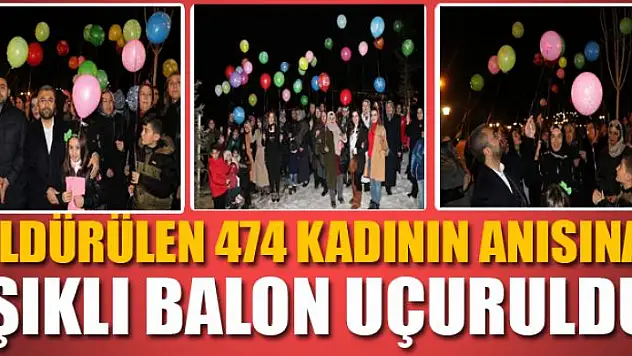 Öldürülen 474 kadının anısına ışıklı balon uçuruldu