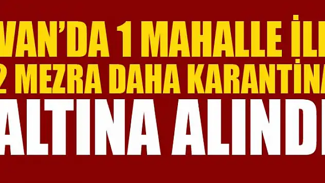 Van'da 1 mahalle ile 2 mezra daha karantina altına alındı