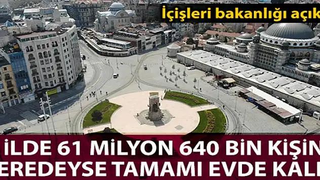 İçişleri Bakanlığı: '31 ilimizde toplam 63 milyon 640 bin vatandaşımızın neredeyse tamamı evlerinde kaldı'