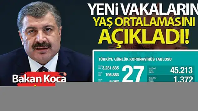 Bakan Koca, son durumu paylaştı! Yeni vakaların yaş ortalamasını açıkladı!