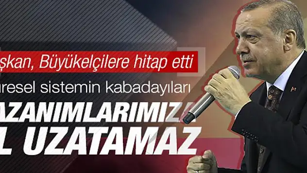 Erdoğan: Küresel sistemin kabadayıları kazanımlarımıza el uzatamaz