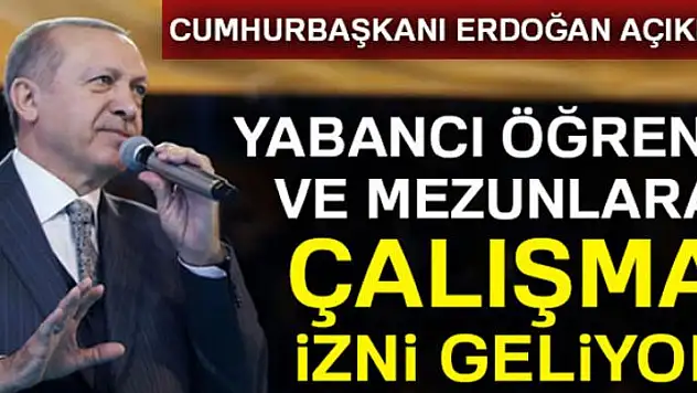 Cumhurbaşkanı Erdoğan'dan yabancı öğrencilere çalışma izni müjdesi