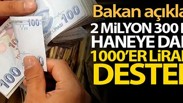 2 milyon 300 bin haneye daha 1000'er liralık destek!