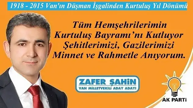 Ak Partili Zafer Şahin'den Kurtuluş Mesajı