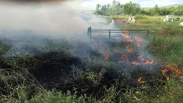 Mezarlıkta Çıkan Yangın Korkuttu
