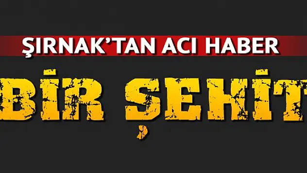 Şırnak'tan acı haber Bir şehit