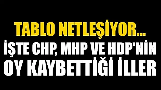 CHP, MHP ve HDP'nin oy kaybettiği iller