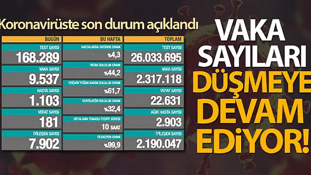 Son 24 saatte korona virüsten 181 kişi hayatını kaybetti