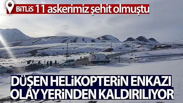 Tatvan'da düşen helikopterin enkazı olay yerinden kaldırılıyor