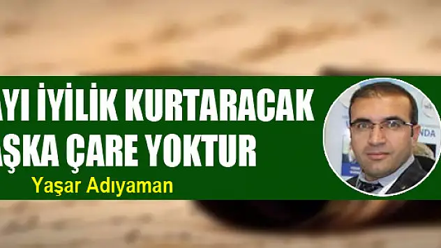 Dünyayı iyilik kurtaracak başka çare yoktur