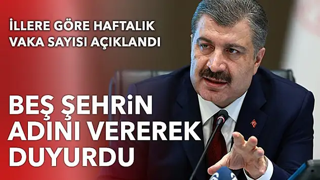 İllere göre haftalık vaka sayısı açıklandı