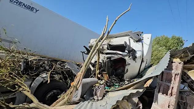 Adilcevaz'da meyve suyu yüklü tır devrildi