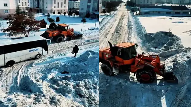 Adnan Menderes Mahallesi'nde kar temizleme çalışmaları tamamlandı