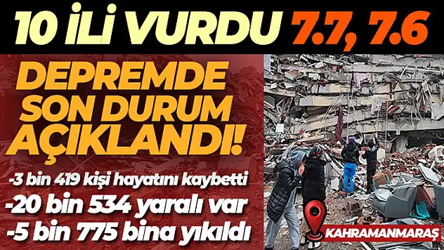 Depremde can kaybı sayısı 3 bin 419'a yükseldi