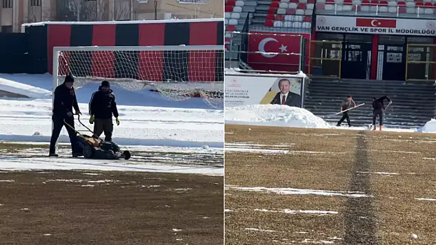 Atatürk Şehir Stadı kardan arındırıldı