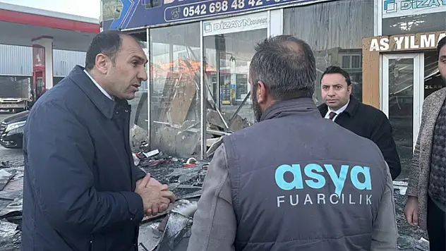 Berge'den işyeri yanan esnafa ziyaret