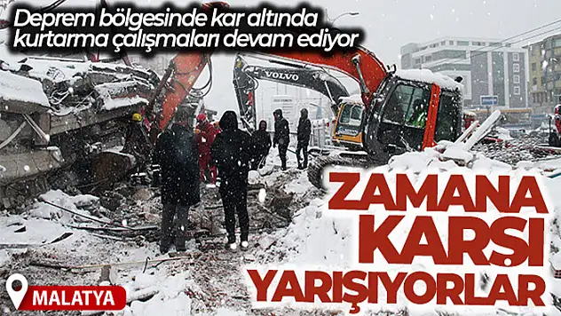 Deprem bölgesinde kar altında zamanla yarış