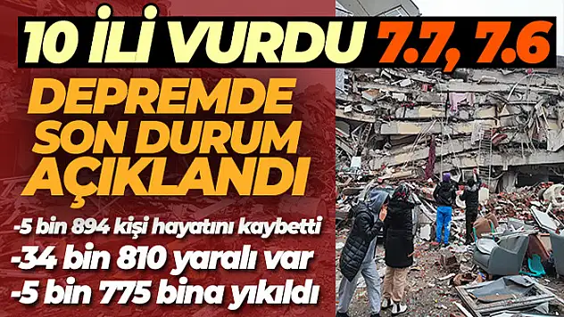 Depremde can kaybı sayısı 5 bin 894 'e yükseldi
