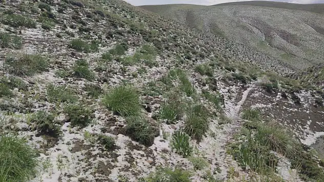 Erek Dağı'nın etekleri beyaza büründü