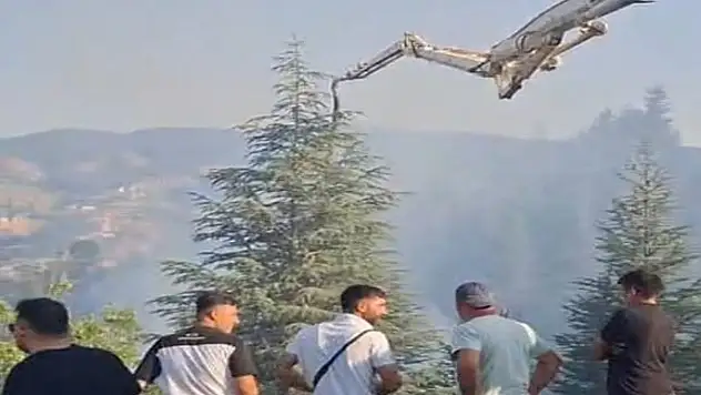 Malatya'daki orman yangınına beton pompasıyla destek