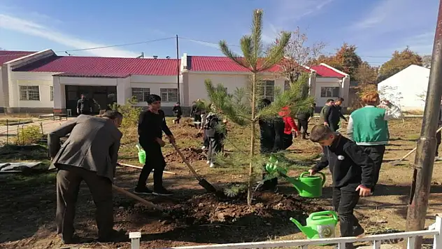 Okul bahçeleri fidanlarla yeşilleniyor