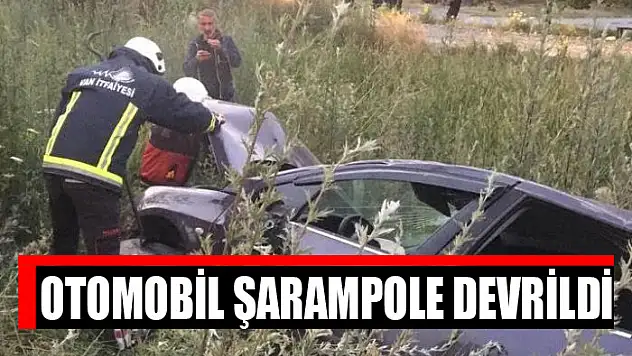 Otomobil şarampole devrildi