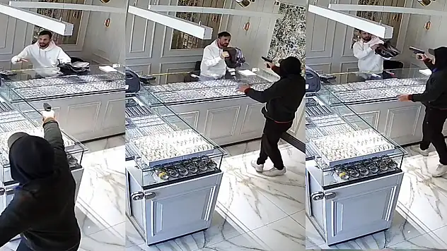 Selam verip girdiği kuyumcuyu soymak için silah çekip böyle ateş açtı