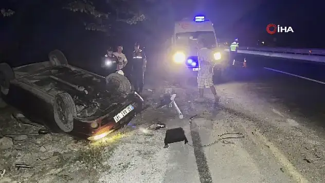 Takla atan otomobilde kalbi duran sürücüyü sağlık ekipleri kurtardı