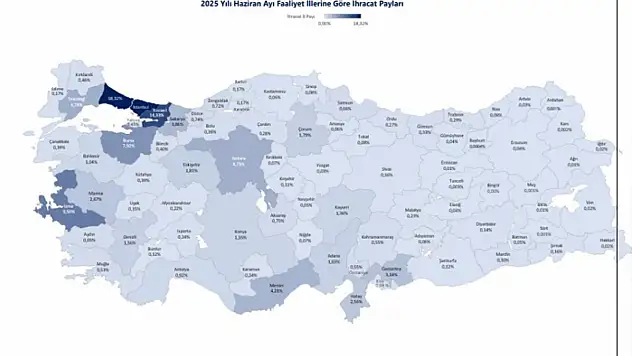 Ticaret Bakanlığı 2025 yılının ilk yarısında ihracatta 'İllerin Performansı'nı çıkardı