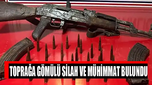 Toprağa gömülü silah ve mühimmat bulundu