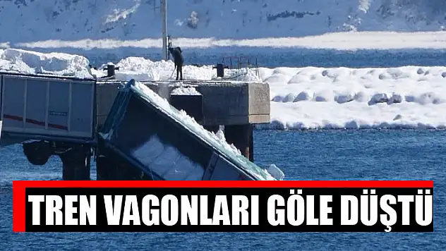 Tren vagonları göle düştü