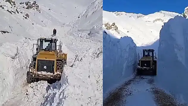 Van Bahçesaray'da yola düşen çığlar temizleniyor