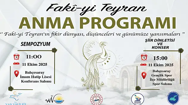 Van'da Fakî-yi Teyran'ı anma programı düzenlenecek