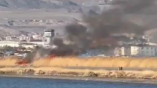 Van'da sazlık alanda yangın