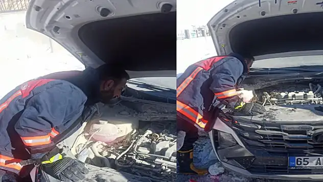 Van'da seyir halindeki otomobil yandı