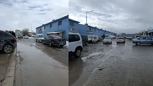 Van Oto Sanayi Sitesinde kar sonrası oluşan göletler tepkiye neden oldu