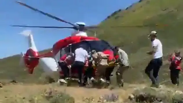 Yaylada yaralanan vatandaş helikopterle hastaneye kaldırıldı