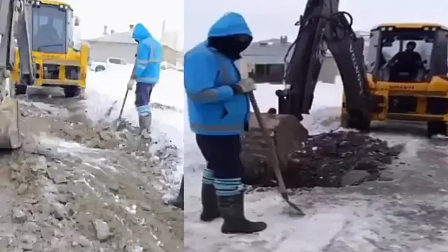 Zorlu hava şartlarına rağmen su arızası giderildi