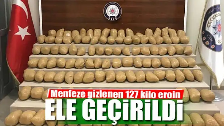 Menfeze gizlenen 127 kilo eroin ele geçirildi