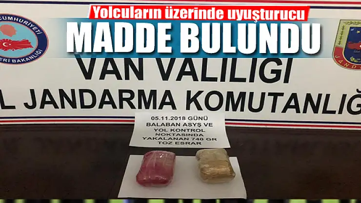 Yolcuların üzerinde uyuşturucu madde bulundu